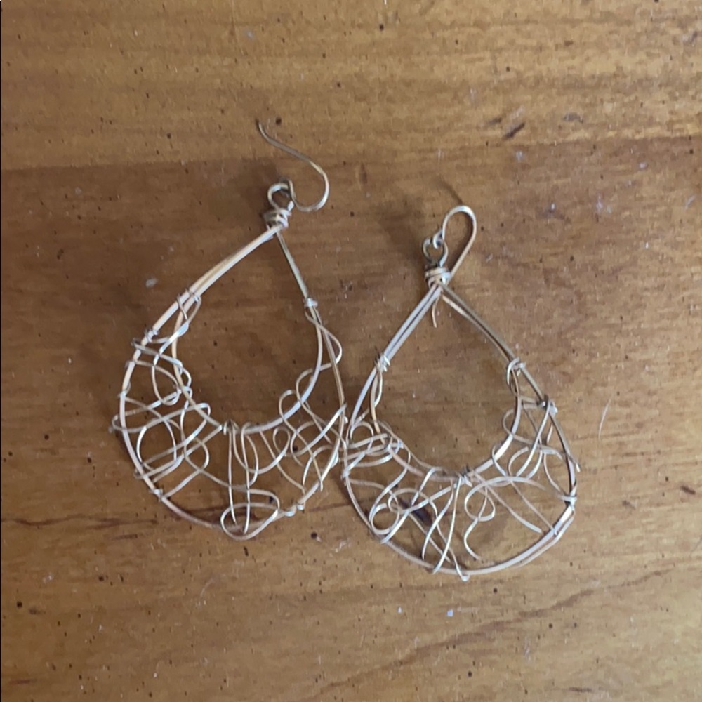 Gorgeous hand twisted teardrop gold earrings